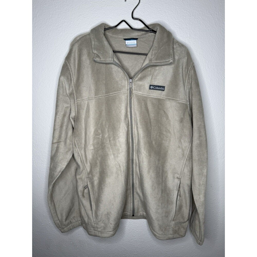 Columbia Mens Fleece Jacket Size XL Brown Full Zip Pockets Casual